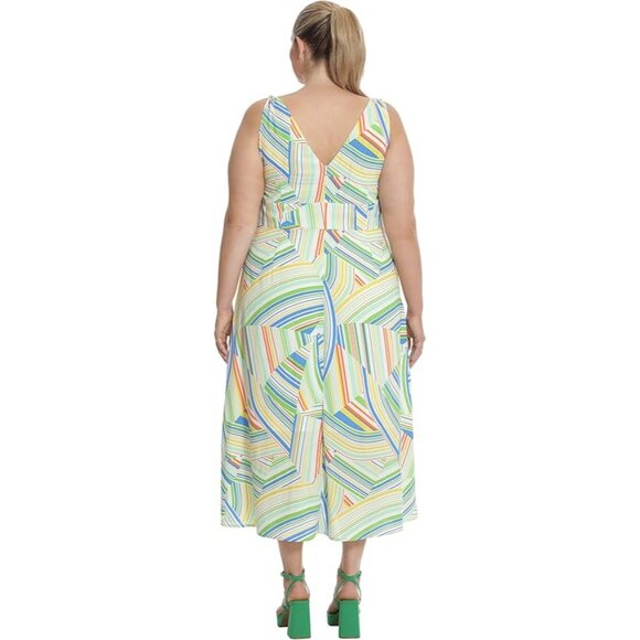 Maggy London Striped Twist Strap Midaxi Dress Sz 22W Colorful Artsy - Picture 2 of 13